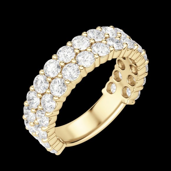 Round Cut Pavé Semi-Eternity Band (1 1/4 Tcw), Lab Grown Diamonds - Picture 4 of 9